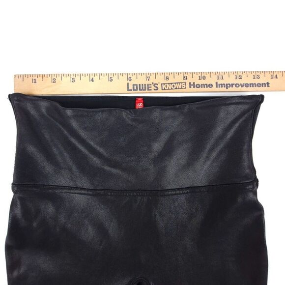 SPANX Faux Leather High Rise Slim Compression Leggings Womens Medium Vegan Black - Picture 3 of 8